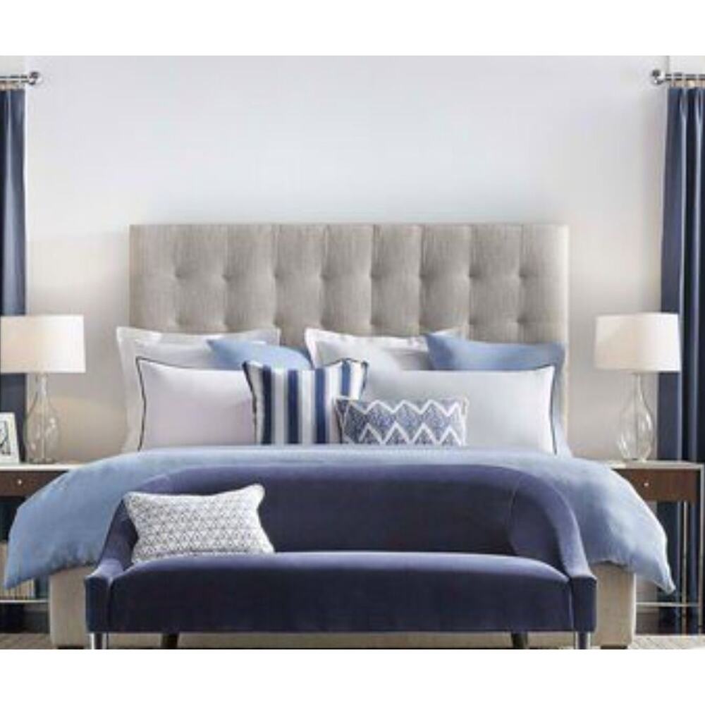 Michell Gold + Bob Williams RARE Luxury Duvet Cover Shams Set King Blue Linen